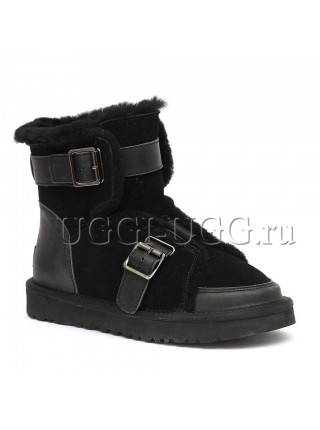 Угги ботинки черные UGG Dune Mini Buckle Boot